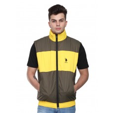 U.S.P.A Sleeveless Brown & Yellow Reversible Jacket